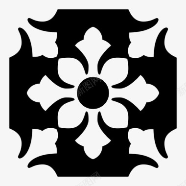 瓷砖巴塞罗那花朵图标图标
