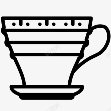 复古杯带碟咖啡饮料图标图标