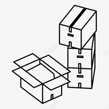移动箱纸板箱交货箱图标图标
