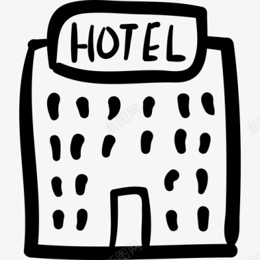 酒店大厦旅游手绘酒店图标图标