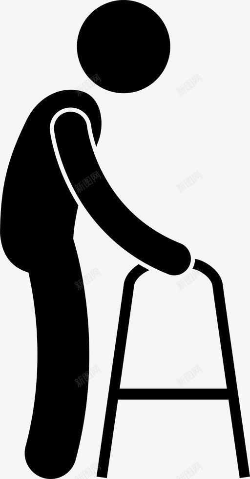 成人步行者辅助设备图标svg_新图网 https://ixintu.com 医疗 工具 成人步行者 步行 残疾人 设备 辅助