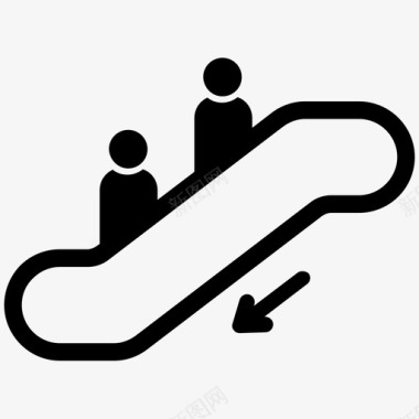 自动扶梯下降机场商场图标图标