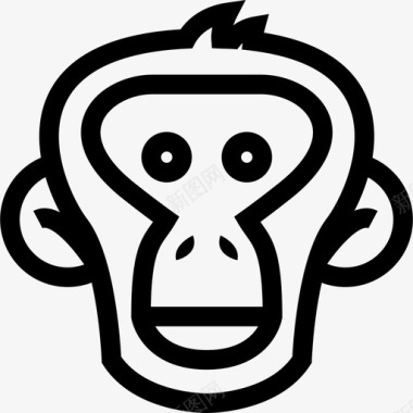 猴脸轮廓动物有趣的动物图标图标