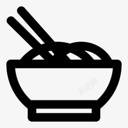 手拿筷子吃面条面条碗筷子图标高清图片