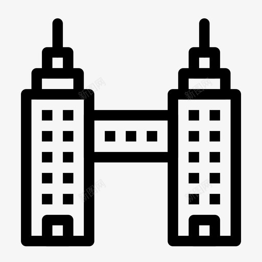 连接建筑物城市摩天大楼图标svg_新图网 https://ixintu.com 城市 摩天大楼 连接建筑物