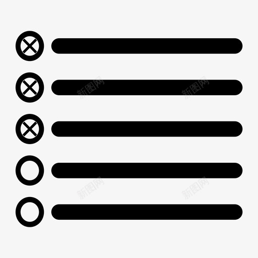 列表项项目符号清单图标svg_新图网 https://ixintu.com 交叉 列表项 清单 选定项 项 项目符号