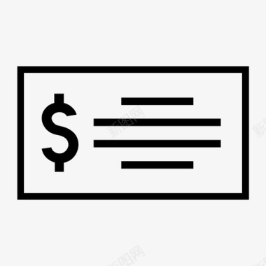 支票美元货币图标图标