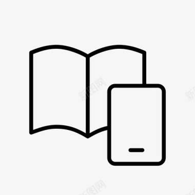 书籍和平板电脑数字阅读图标图标