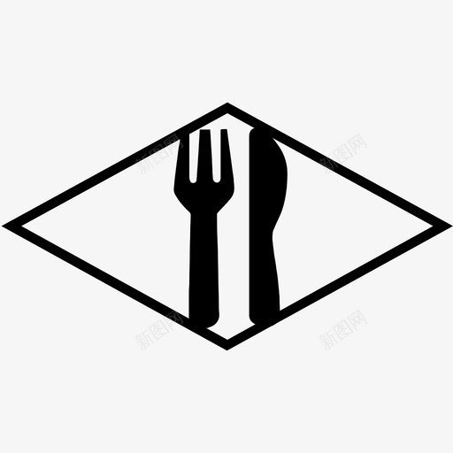 餐厅餐饮餐具图标svg_新图网 https://ixintu.com 叉子 菱形图标 针织品 食物 餐具 餐厅 餐饮