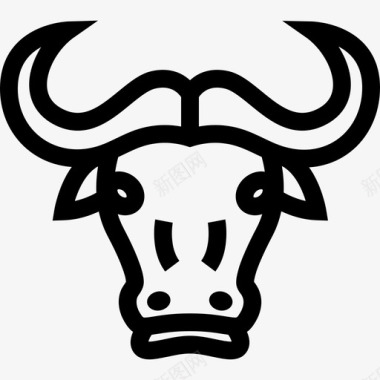 有角的公牛脸动物有趣的动物图标图标
