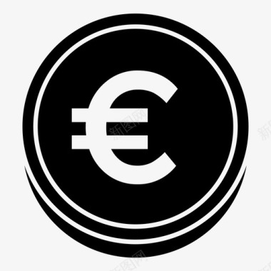 欧元硬币欧洲货币图标图标