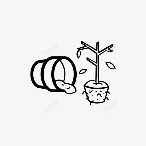 盆栽干树园艺工具树叶图标svg_新图网 https://ixintu.com 园艺工具 堆 树叶 植物 盆栽干树 盆里的树