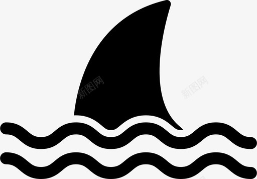 鲨鱼海滩危险图标图标
