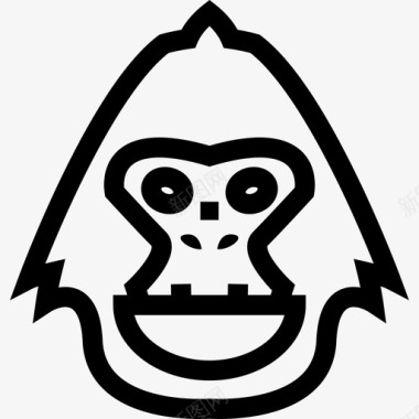猴子哺乳动物的脸轮廓前面动物有趣的动物图标图标