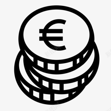 欧元硬币预算货币图标图标
