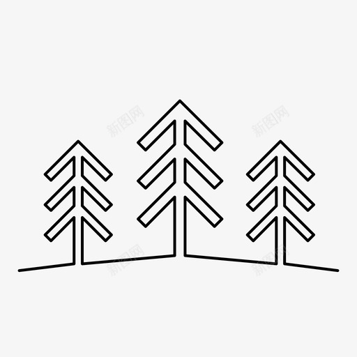 森林绘画单线图标svg_新图网 https://ixintu.com 单线 单线图 松树 树木 森林 绘画
