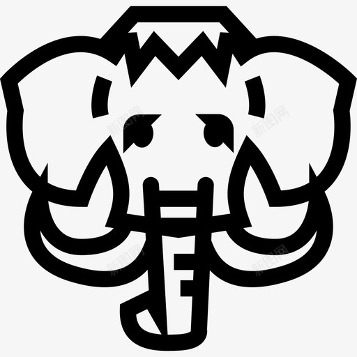 大象头前额轮廓与大角动物有趣的动物图标svg_新图网 https://ixintu.com 动物 大象头前额轮廓与大角 有趣的动物