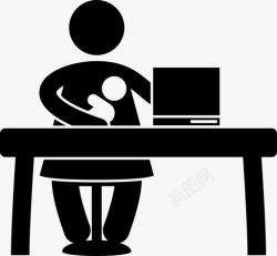 宝宝电脑在家工作妈妈宝宝哺乳图标高清图片