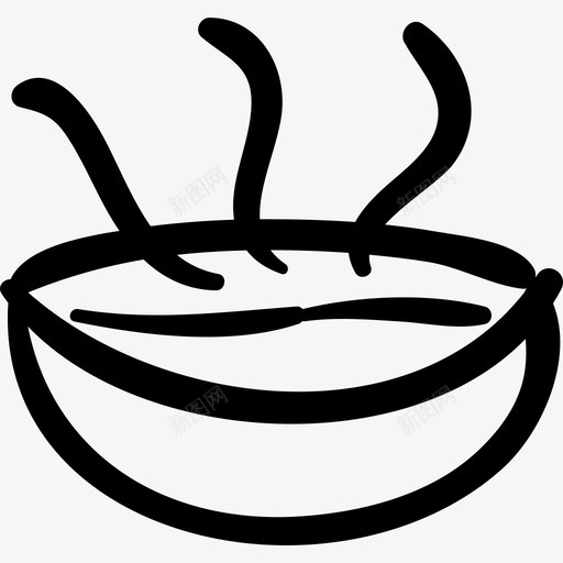 热汤碗手绘食物手工烹饪图标svg_新图网 https://ixintu.com 手工烹饪 热汤碗手绘食物