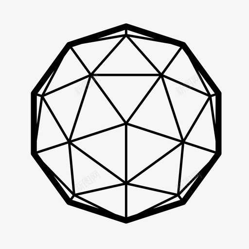 测地线球建筑球图标svg_新图网 https://ixintu.com 三角结构 几何学 巴克敏斯特富勒 建筑 测地线球 球