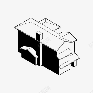 房屋轴测建筑家庭住宅图标图标