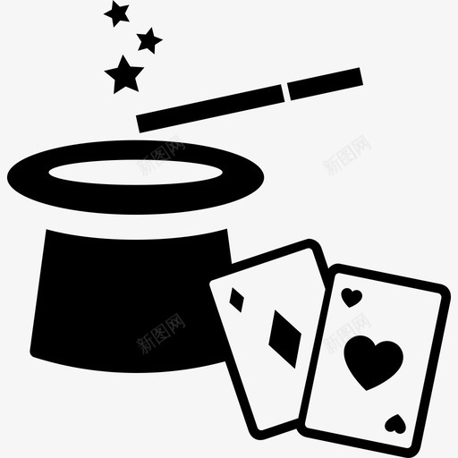 魔术师卡片帽子图标svg_新图网 https://ixintu.com 卡片 帽子 魔术师 魔杖