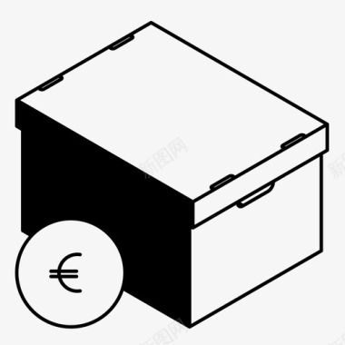 卡纸欧元付款箱图标图标