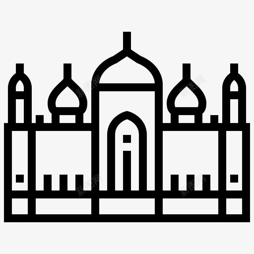 巴德沙希清真寺建筑地标图标svg_新图网 https://ixintu.com 地标 城镇 巴德沙希清真寺 建筑