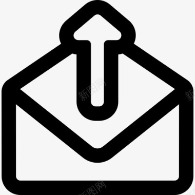 电子邮件打开信封与向上箭头接口通用接口图标图标