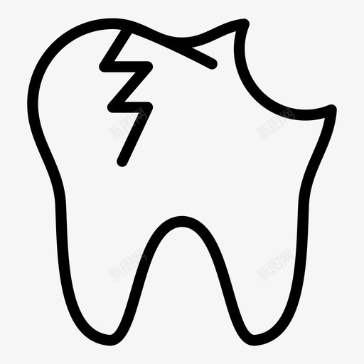 龋齿洞裂图标svg_新图网 https://ixintu.com 口腔科 治疗 洞 牙 牙医 裂 龋齿