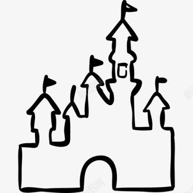 梦幻城堡手绘轮廓旅游手绘旅游图标图标