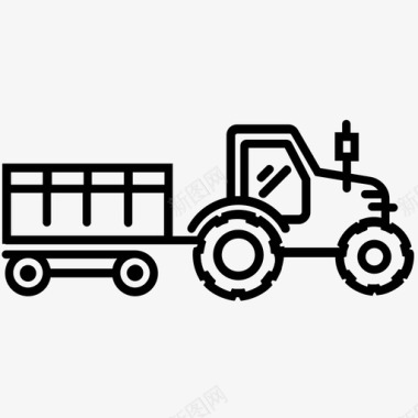 带拖车的拖拉机建筑运输图标图标