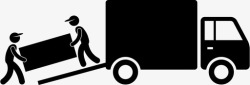 工人搬家具搬运工卡车搬家图标高清图片