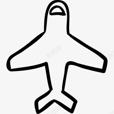飞机外形指向上运输手绘运输图标图标