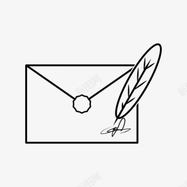 羽毛信封文件信件图标图标
