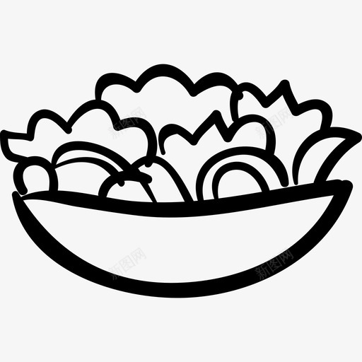 沙拉碗手绘食物手工烹饪图标svg_新图网 https://ixintu.com 手工烹饪 沙拉碗手绘食物