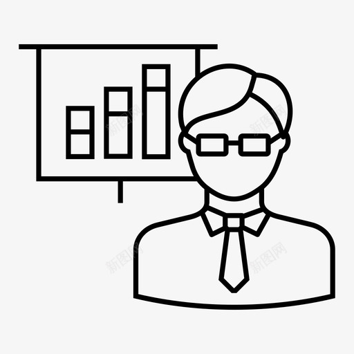 演示分析图表图标svg_新图网 https://ixintu.com 会议 分析 商务人士热线 图表 演示 演讲者 统计