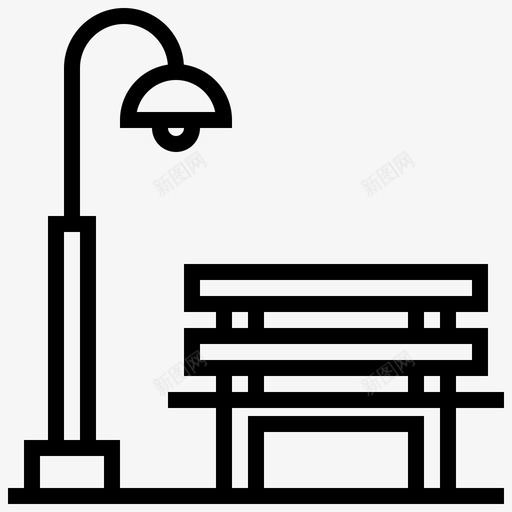 长凳城市元素图标svg_新图网 https://ixintu.com 元素 公共公园 城市 城市元素 基础设施 路灯 长凳