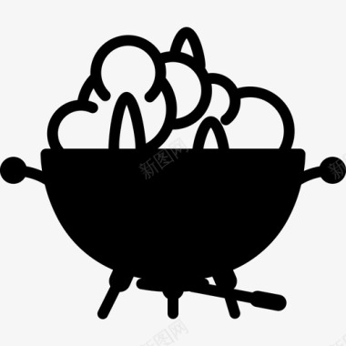 燃烧的烤架烹饪火焰图标图标