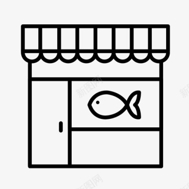 鱼店水族馆鱼市图标图标
