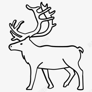 驯鹿鹿角麋鹿图标图标