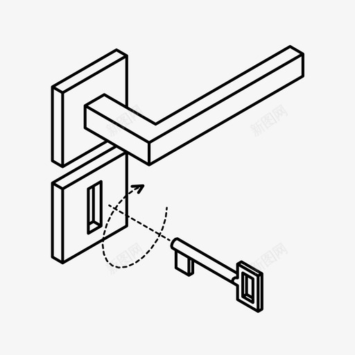门把手关回家图标svg_新图网 https://ixintu.com 关 回家 开 钥匙 锁 门把手