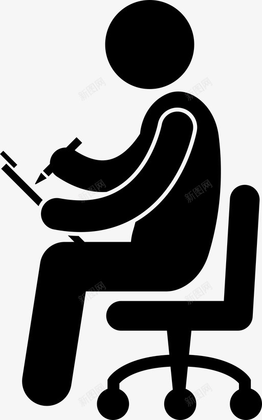 坐着写字椅子写字板图标svg_新图网 https://ixintu.com 写字板 坐着写字 工作 新业务 椅子