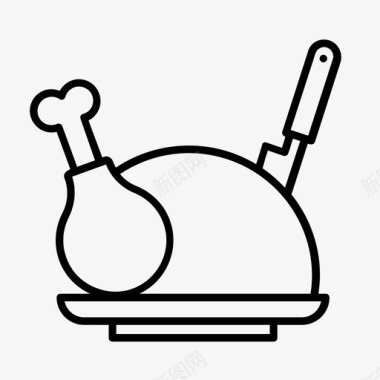 烤鸡雕刻烹饪图标图标
