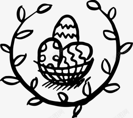 复活节篮子庆祝装饰图标图标