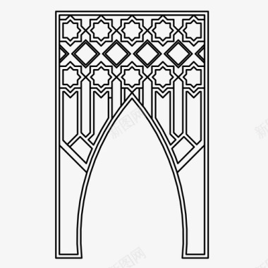 伊斯兰拱门建筑装饰图标图标