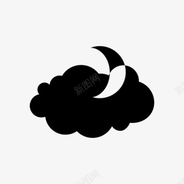 月亮和云夜晚天气图标图标