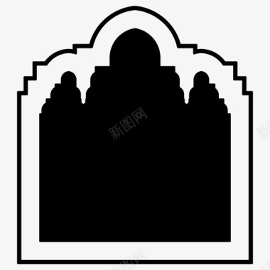 伊斯兰图案建筑清真寺图标图标