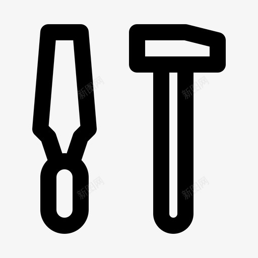 雕刻凿子锤子图标svg_新图网 https://ixintu.com 凿子 工具 杂项 锤子 雕刻