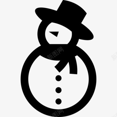 戴着围巾和帽子的雪人造型圣诞快乐图标图标